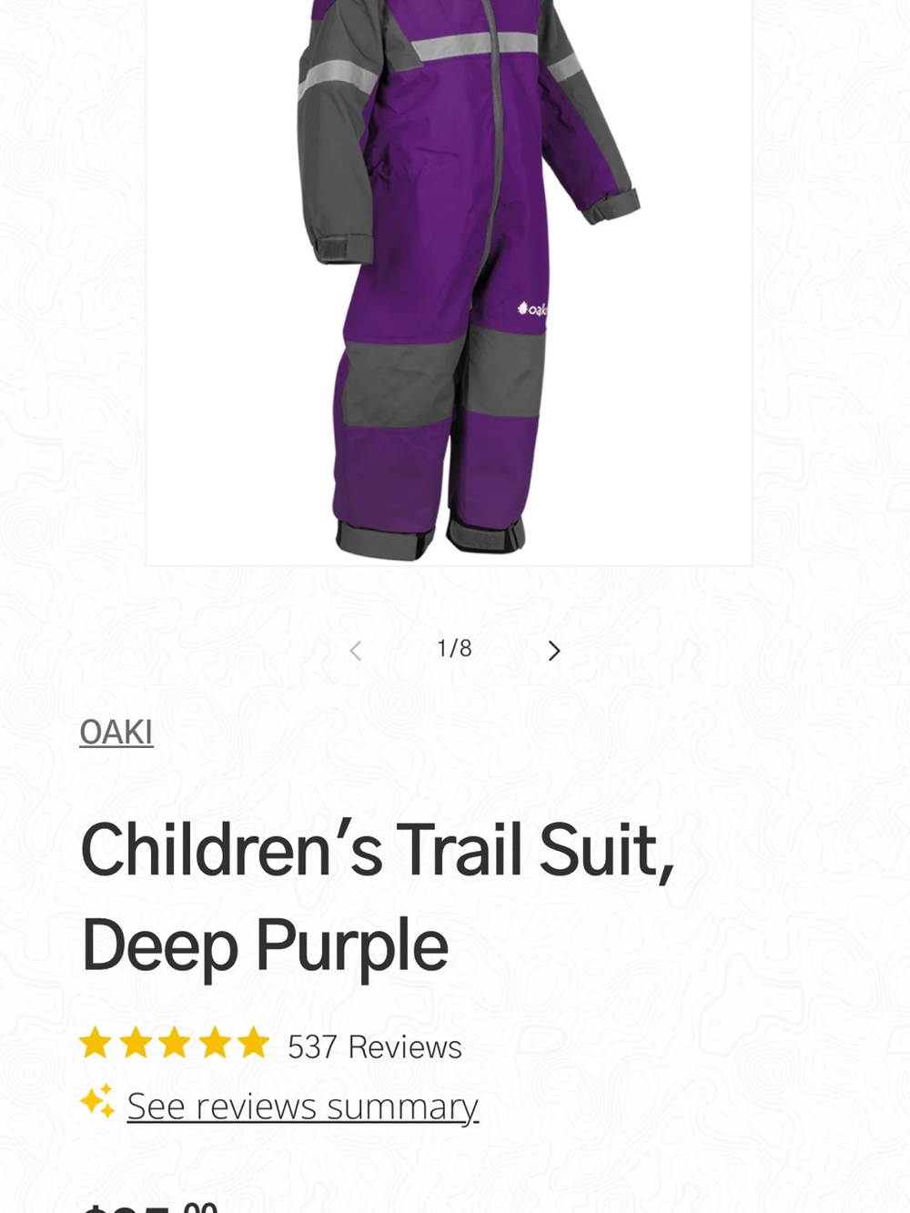 Oaki Children’s Trail Suit One-Piece in Deep Purple